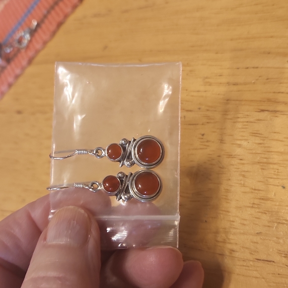 Very pretty Carnelian Sterling Silver Earrings - Picture 3 of 3